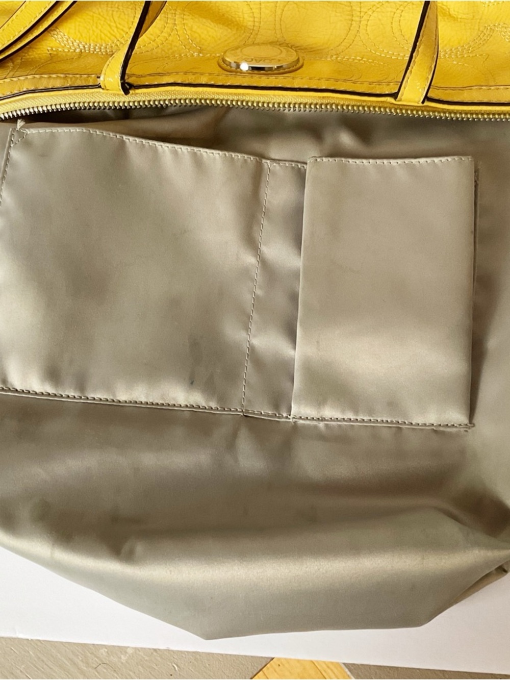 Coach 2012 Signature Patent Leather Tote in Canary Yellow (Flaws) - Picture 11 of 15